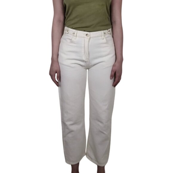 Relaxed Fit Straight Leg White Denim Trousers Jeans 28in Waist - Picture 2 of 8